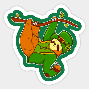 Funny St.Patrick's Day Sloth Leprechaun Sticker